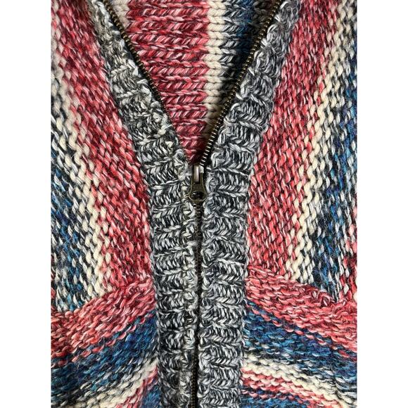 Mimi & Maggie Wool Blend Hooded Zip Cardigan Sweater Girls Medium Fringed Boho - Picture 9 of 12